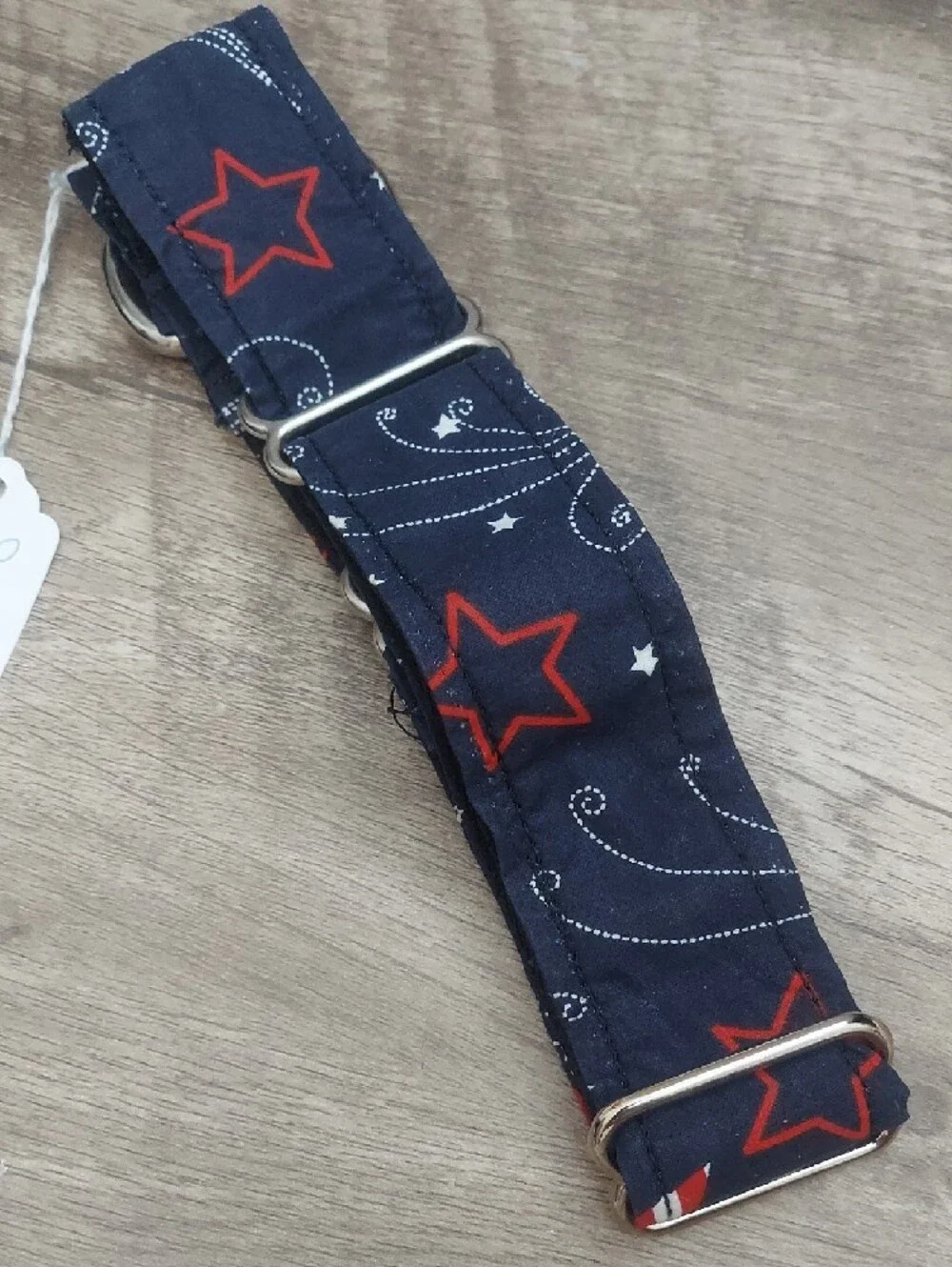 Custom Martingale Dog Collar Patriotic Fourth of July Stars Navy Whippet 1.5